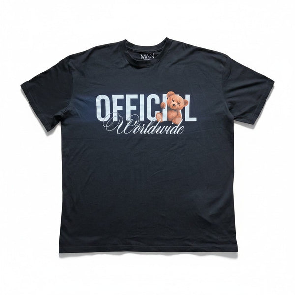BoohooMan Black Oversized Official Bear Graphic Mens T- Shirt