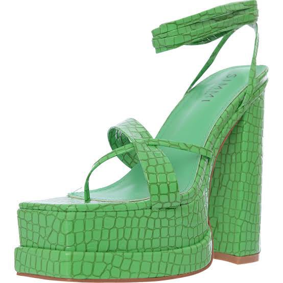 Simmi London Green Croc Womens Heels