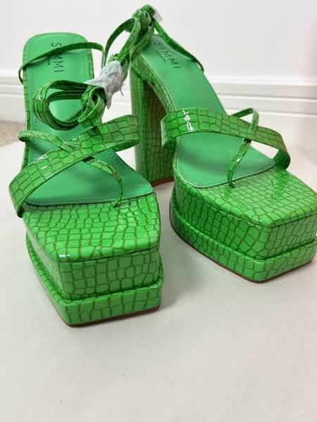 Simmi London Green Croc Womens Heels