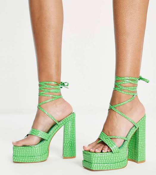 Simmi London Green Croc Womens Heels