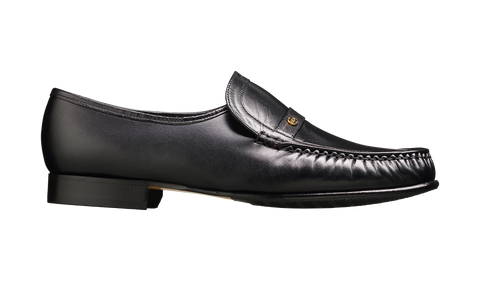 Barker Jefferson Black Classic Real Leather Moccasin Mens Shoes