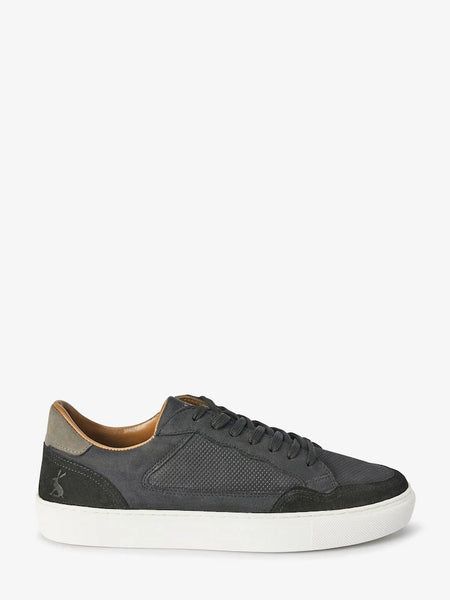 Joules Black Suede Perforated Mens Trainers