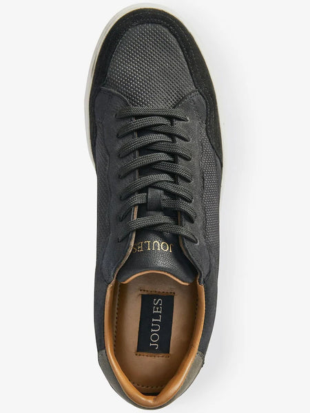 Joules Black Suede Perforated Mens Trainers
