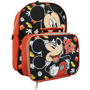 Mickey Mouse Red & Black Multicoloured School Backpack and Lunch Bag Set