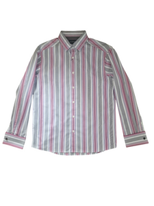 M&S Pink Mix Stripe Mens Shirt
