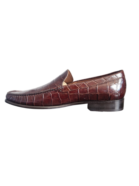 M&S Brown Croc Leather Mens Loafers