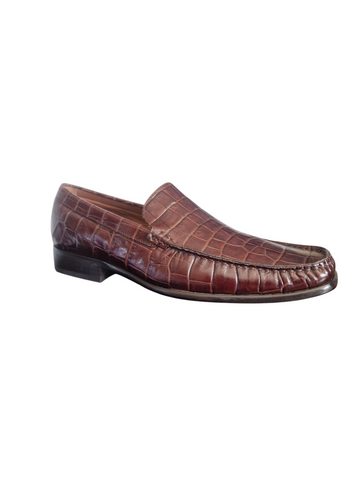 M&S Brown Croc Leather Mens Loafers