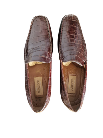 M&S Brown Croc Leather Mens Loafers