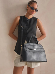 Next Black Croc Effect Tote Womens Bag