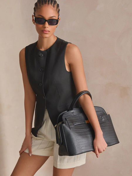 Next Black Croc Effect Tote Womens Bag