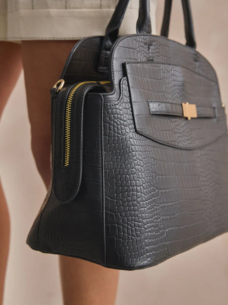 Next Black Croc Effect Tote Womens Bag