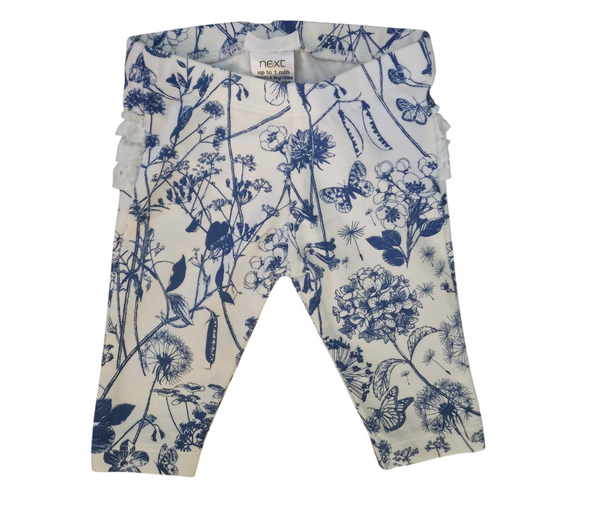 Next Blue Floral &Stripe 2 Pack Baby Girls Bottoms