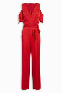Next Red Satin Cold Shoulder Womens Jumpsuit