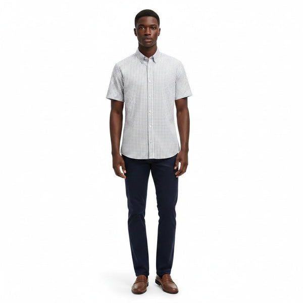 George Grey Check Regular Fit Short Sleeve Mens Shirt