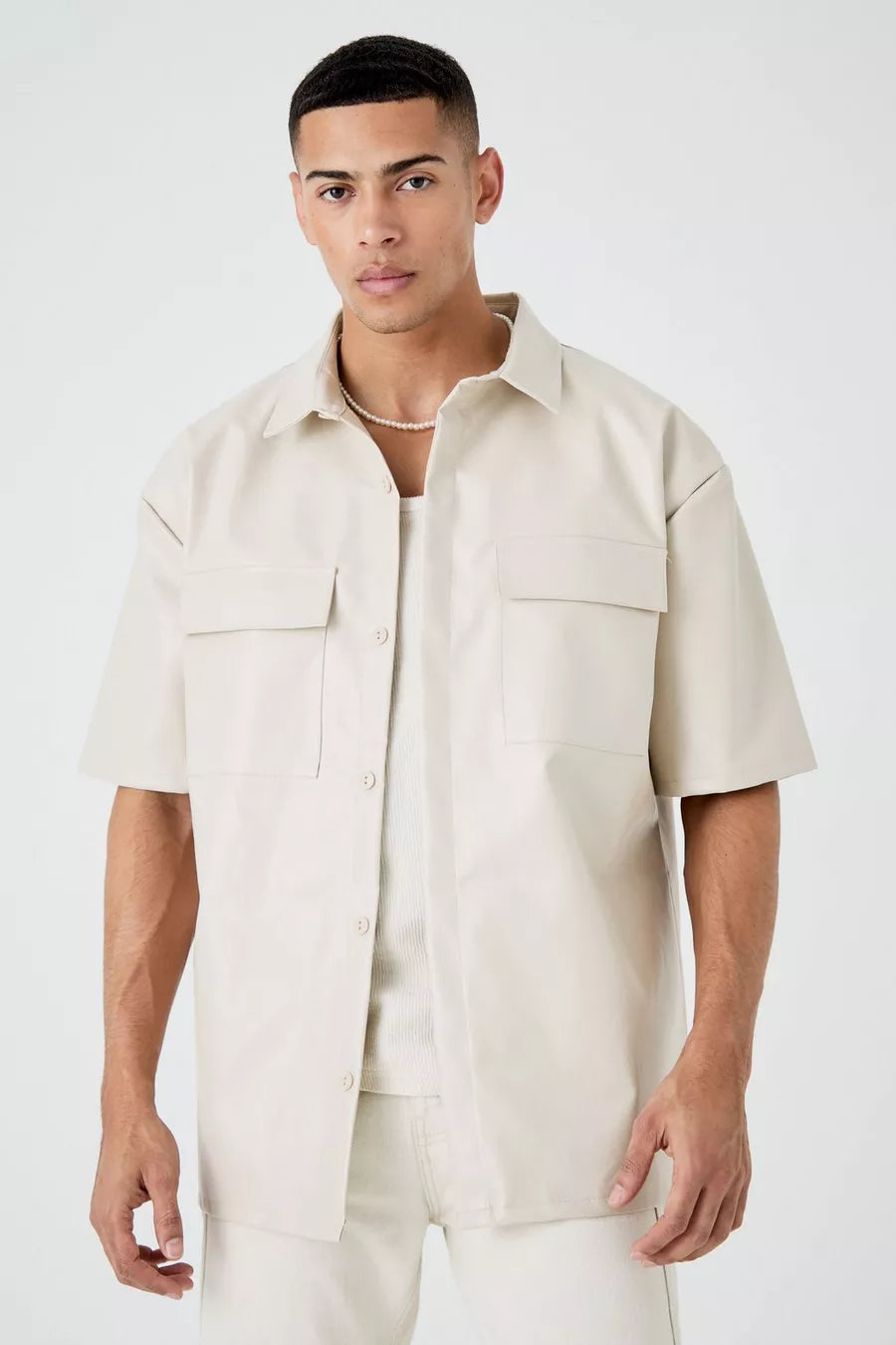 Boohoo Man PU BOXY OVERSIZED SHIRT