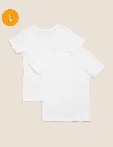 M&S Collection White 2 Pack Heatgen™ Thermal Older Boys Vests