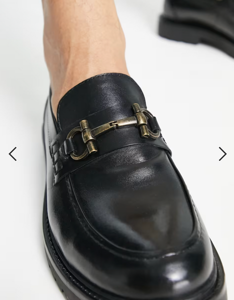H by Hudson Black Alvero Saddle Leather Mens Loafers