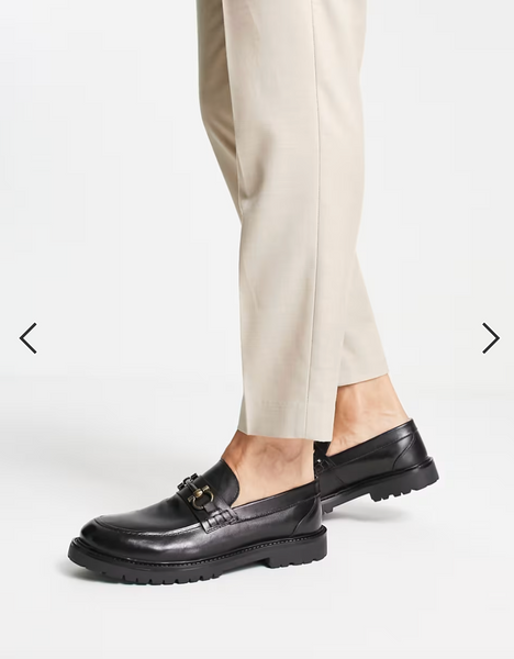 H by Hudson Black Alvero Saddle Leather Mens Loafers