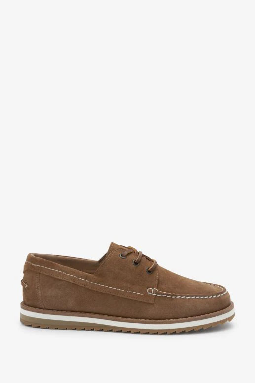 Next Brown Nubuck Leather Boat Mens Shoes