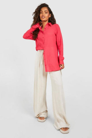 Boohoo Pink Cheesecloth Oversized Womens Shirt