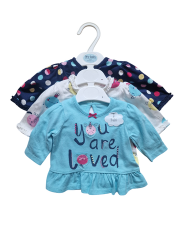 George 3 Pack Multi Baby Girls Top