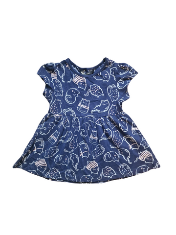 George Navy Blue Kitten Print Younger Girls Dress