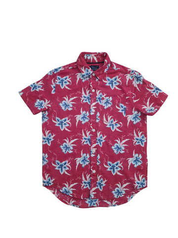 Next Red Floral Linen Younger Boys Shirt