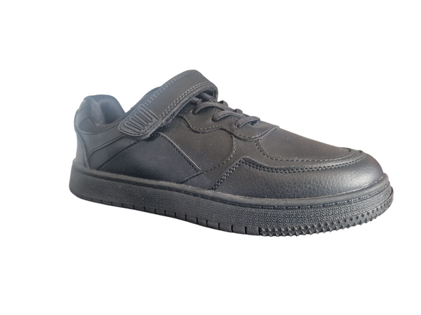 Little Dude Black Single Strap Boys School Shoes
