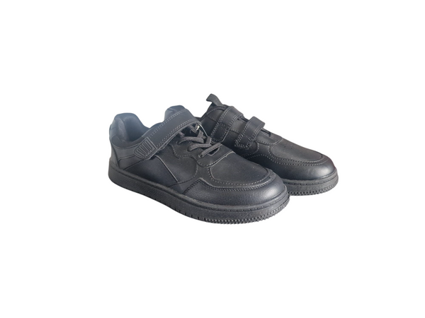 Little Dude Black Single Strap Boys School Shoes