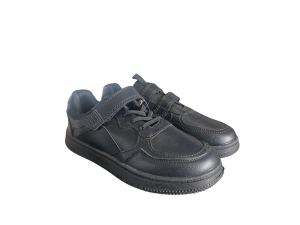 Little Dude Black Single Strap Boys School Shoes
