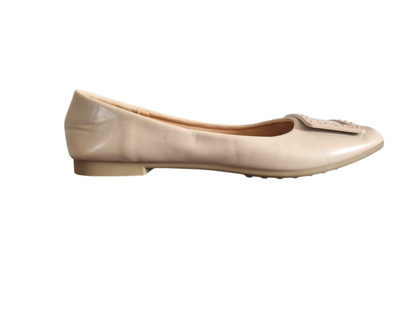Azarey Cream Pumps Womens Flat Shoes