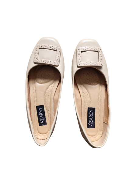 Azarey Cream Pumps Womens Flat Shoes