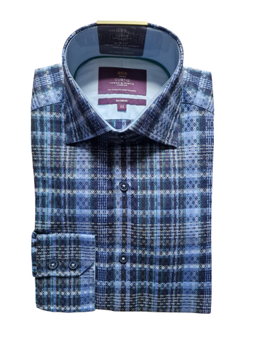 Hawes & Curtis Brandon Navy & Green Check Mens Shirt