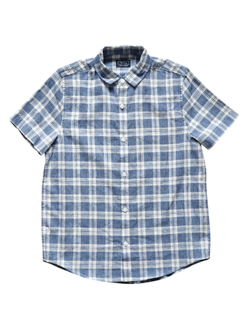 Next Linen Blue Check Older Boys Shirt