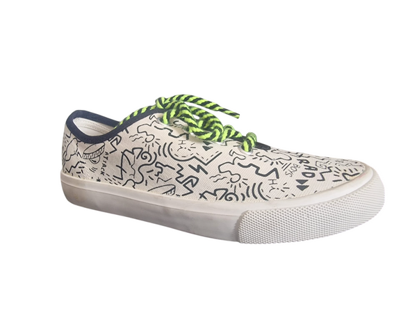 Mango Kids White with Black Print Older Boys Sneakers