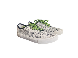 Mango Kids White with Black Print Older Boys Sneakers