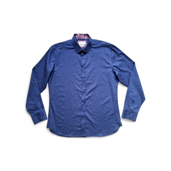 Gianni Feraud Navy Floral Dobby Slim Fit Mens Shirt