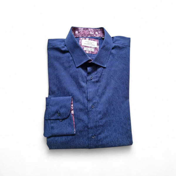 Gianni Feraud Navy Floral Dobby Slim Fit Mens Shirt