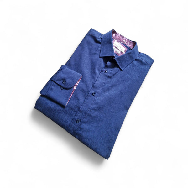 Gianni Feraud Navy Floral Dobby Slim Fit Mens Shirt