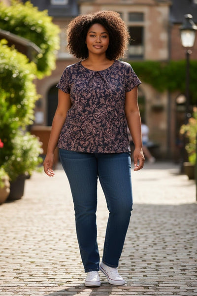 Moda Black Floral Womens Top