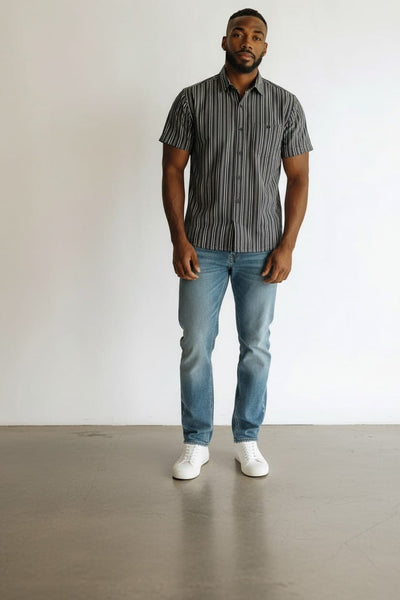 George Black Striped Short Sleeve Mens Shirt