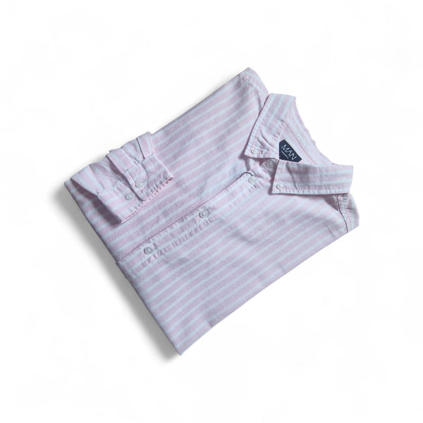 BoohooMan Pink Stripe Oxford Regular Mens Shirt
