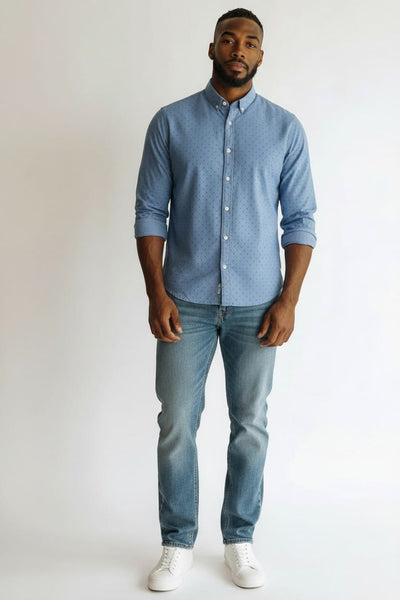 F&F Blue Oxford Mens Long Sleeve Shirt
