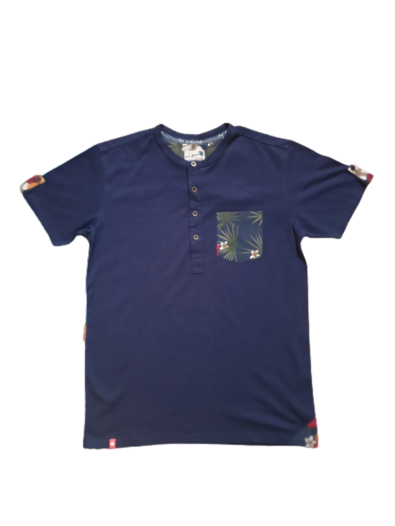 Joe Brown Navy Blue Palm Motif Pocket Mens T-Shirt