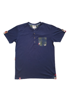 Joe Brown Navy Blue Palm Motif Pocket Mens T-Shirt