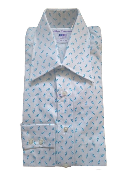 T.M Lewin John Francomb Rovereto Fitted White & Blue Print Mens Shirt