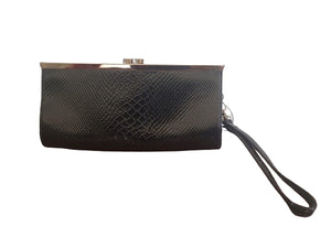 New Look Black Snake Skin Effect Womens Clutch Bag