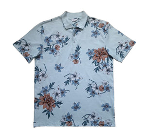 Next Light Blue Floral Design Mens Polo Shirt