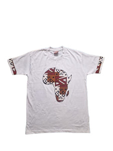 Booman White Map of Africa Motif Mens T-Shirt