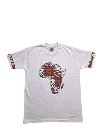Booman White Map of Africa Motif Mens T-Shirt